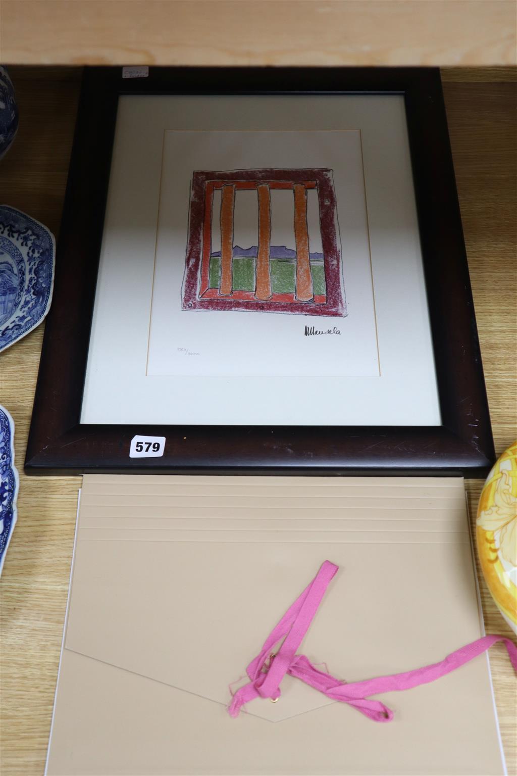 Nelson Mandela (1918-2013), limited edition print, The Window, 233/3000, 33 x 22cm and 1994 South African election ballots papers.